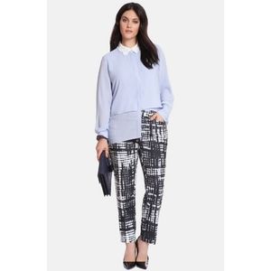 Eloquii Powder Blue Layered Button Down Blouse White Scalloped Peter Pan Collar